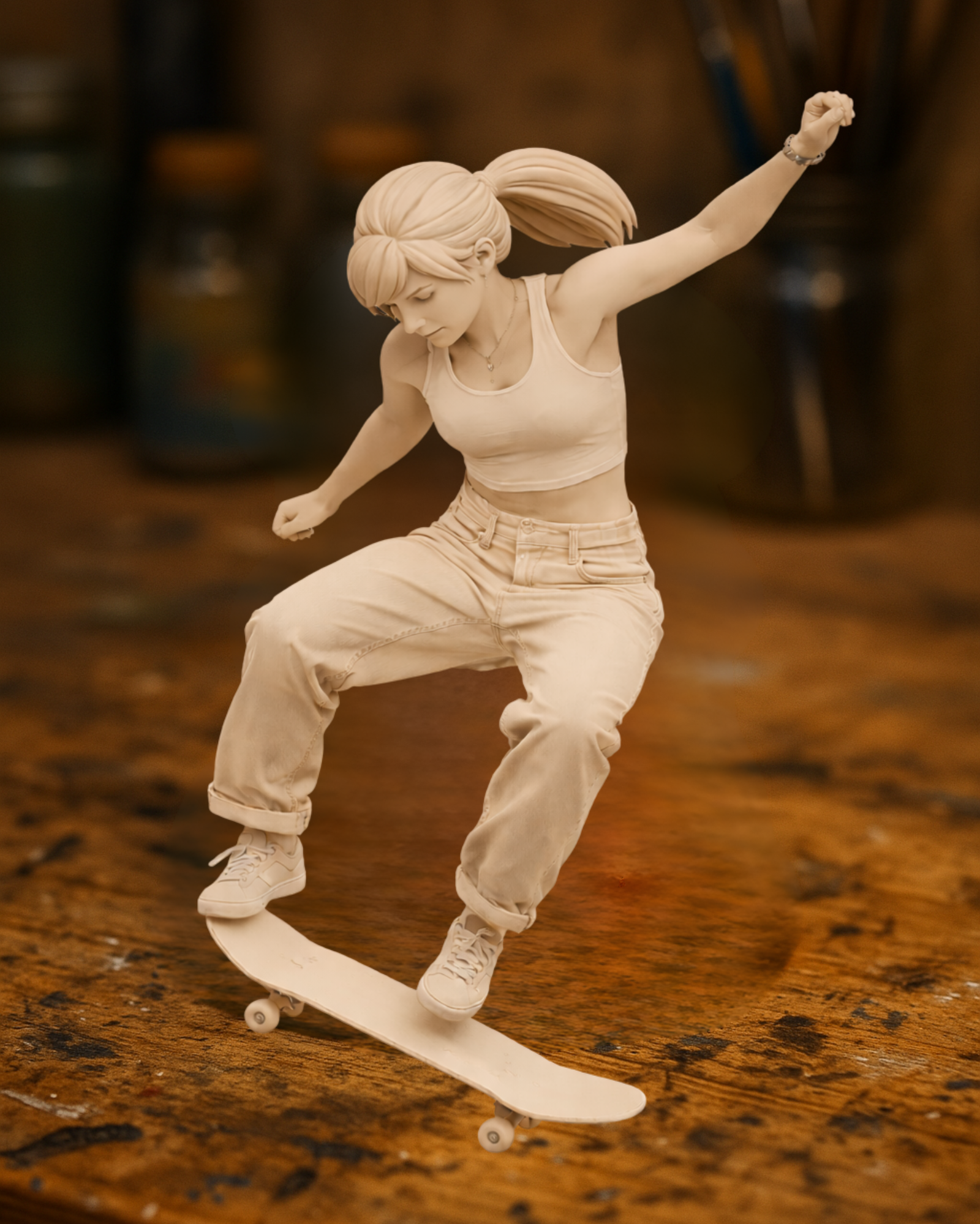 Skateboard Trick Girl – Dynamic Urban Figure