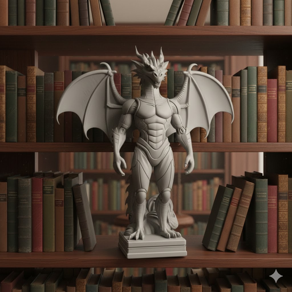 humanoid dragon statue