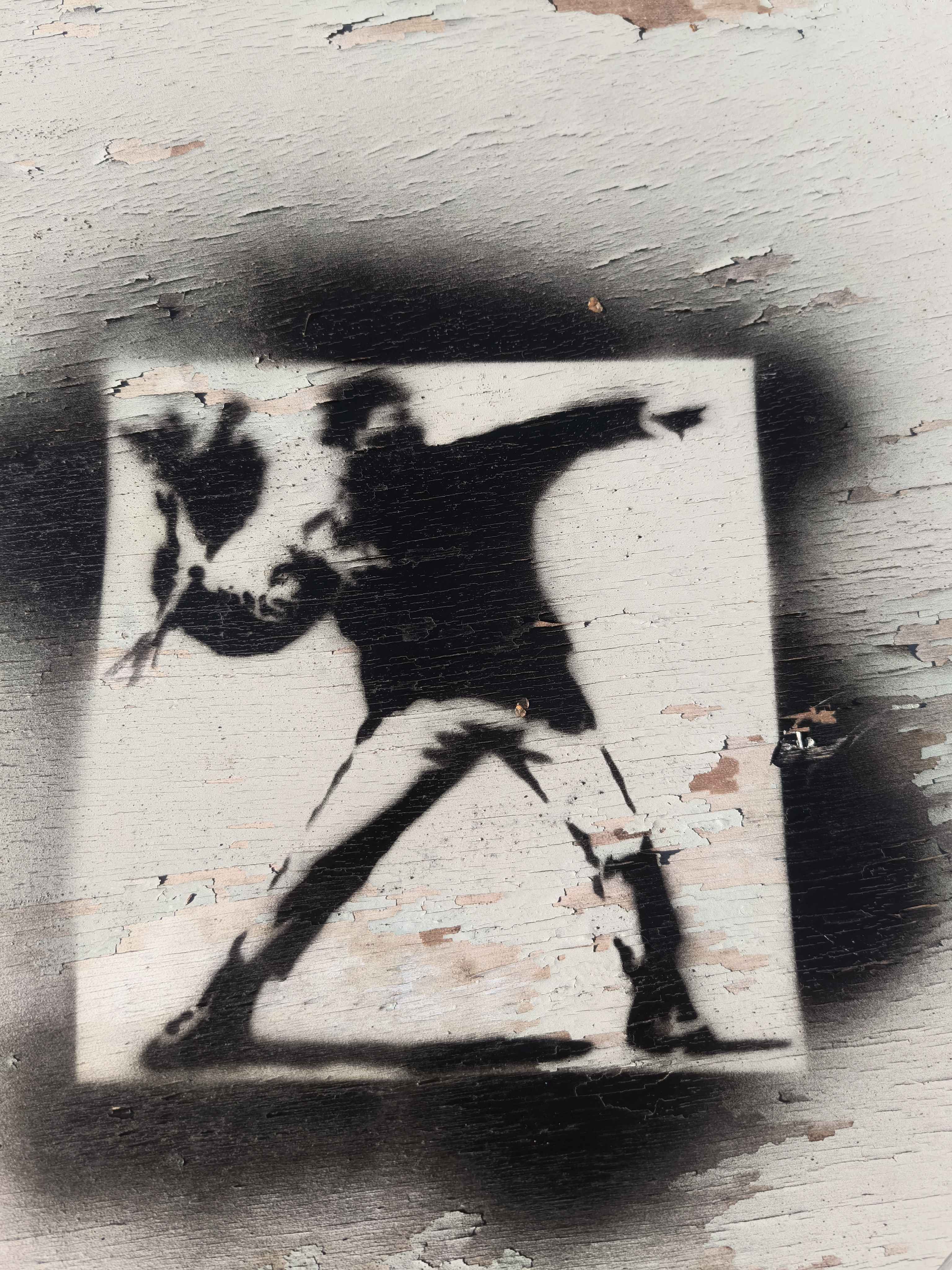 Banksy Flower Thrower spray stencil