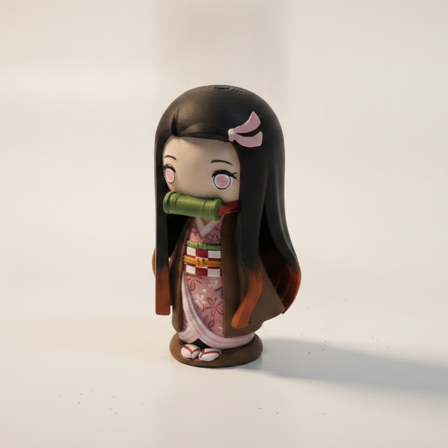 Kokeshi Doll Version Of Nezuko Demon Sister Wooden Doll Figurine 3D Printable