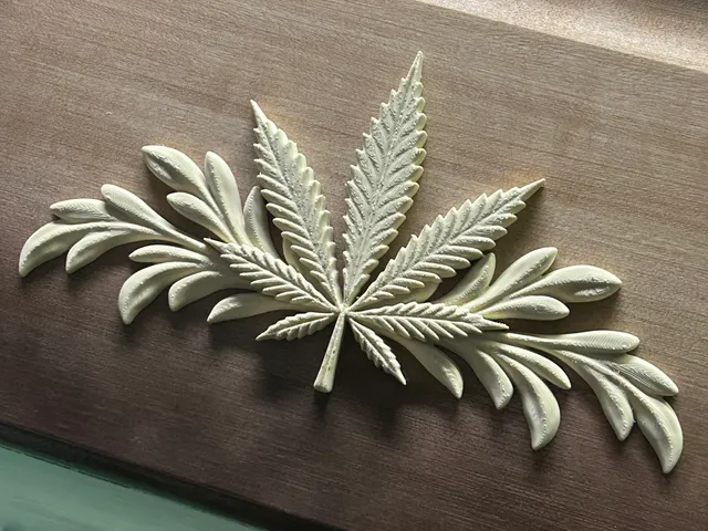 relief set cannabis leaf flower symbol model