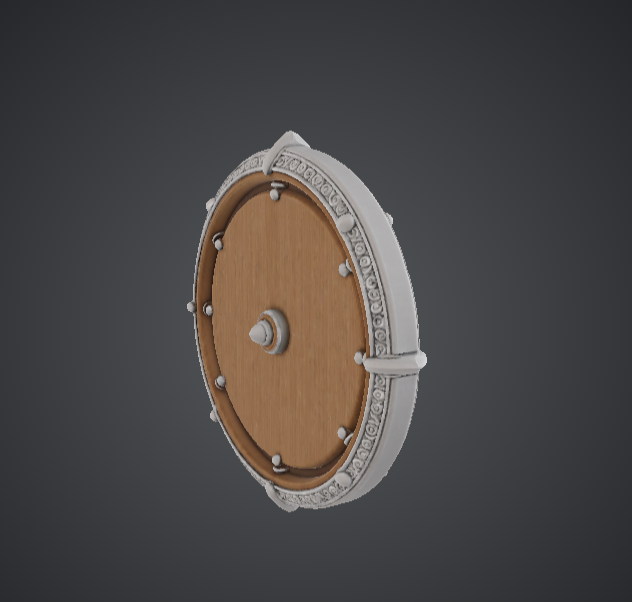 Medieval Round Shield STL – Viking Style Wooden Shield with Metal Boss — miniatura 2