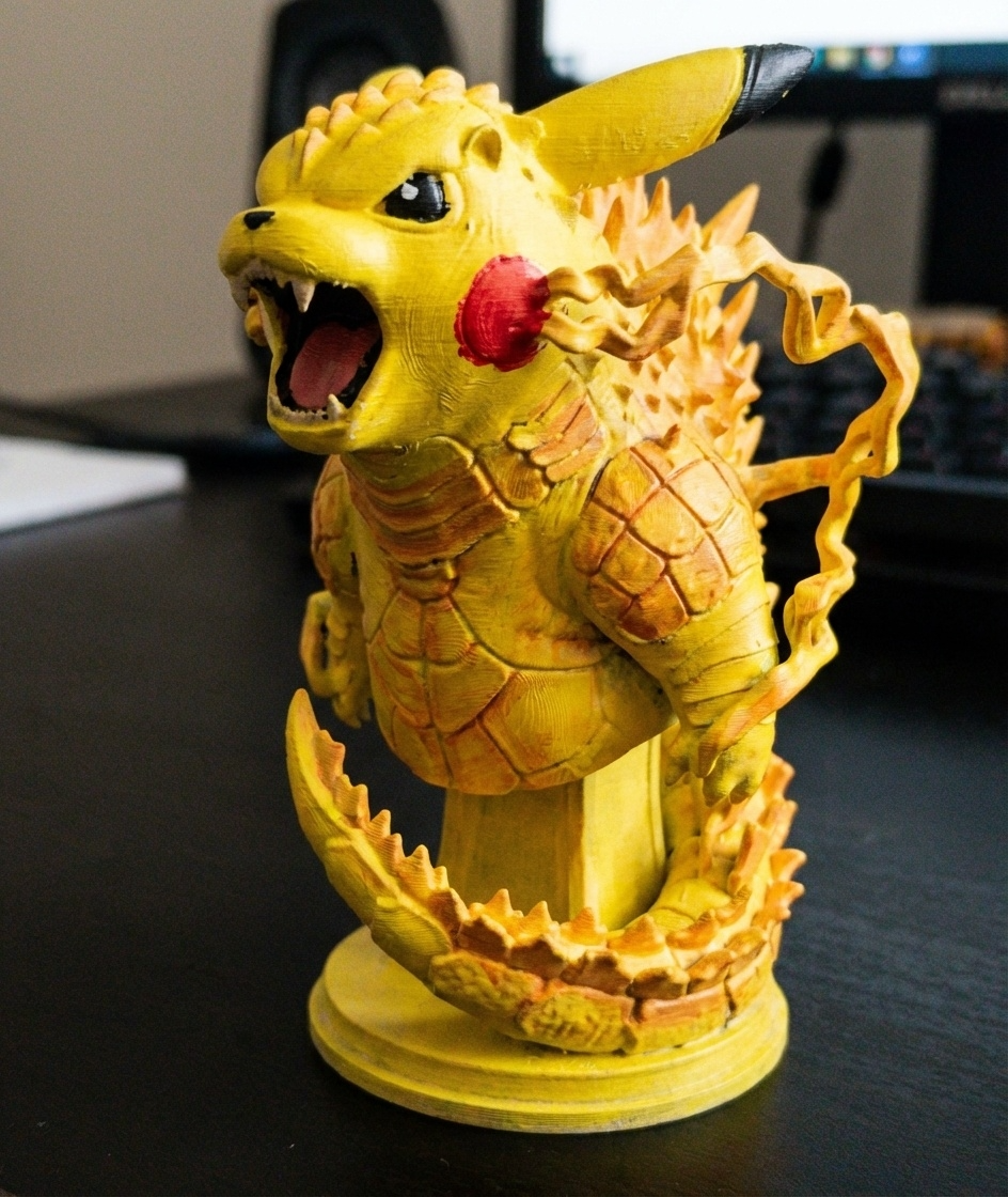 Pikazilla Statue | Pikachu Godzilla Hybrid | Kaiju Pokemon Mashup | 3D Printed Monster Figurine