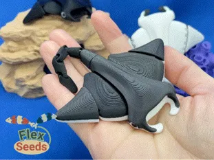 Flexi Mini Manta Ray - Flapping Fins - Print in Place