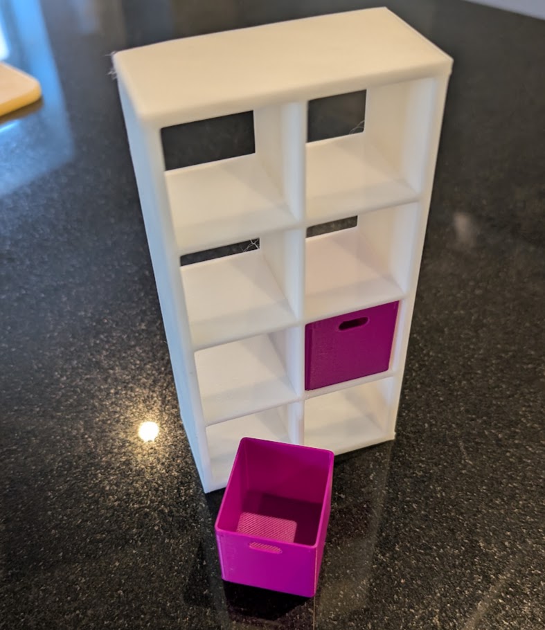 IKEA Kallax 4*2 Dollshouse (approx 1:20 scale) With Baskets