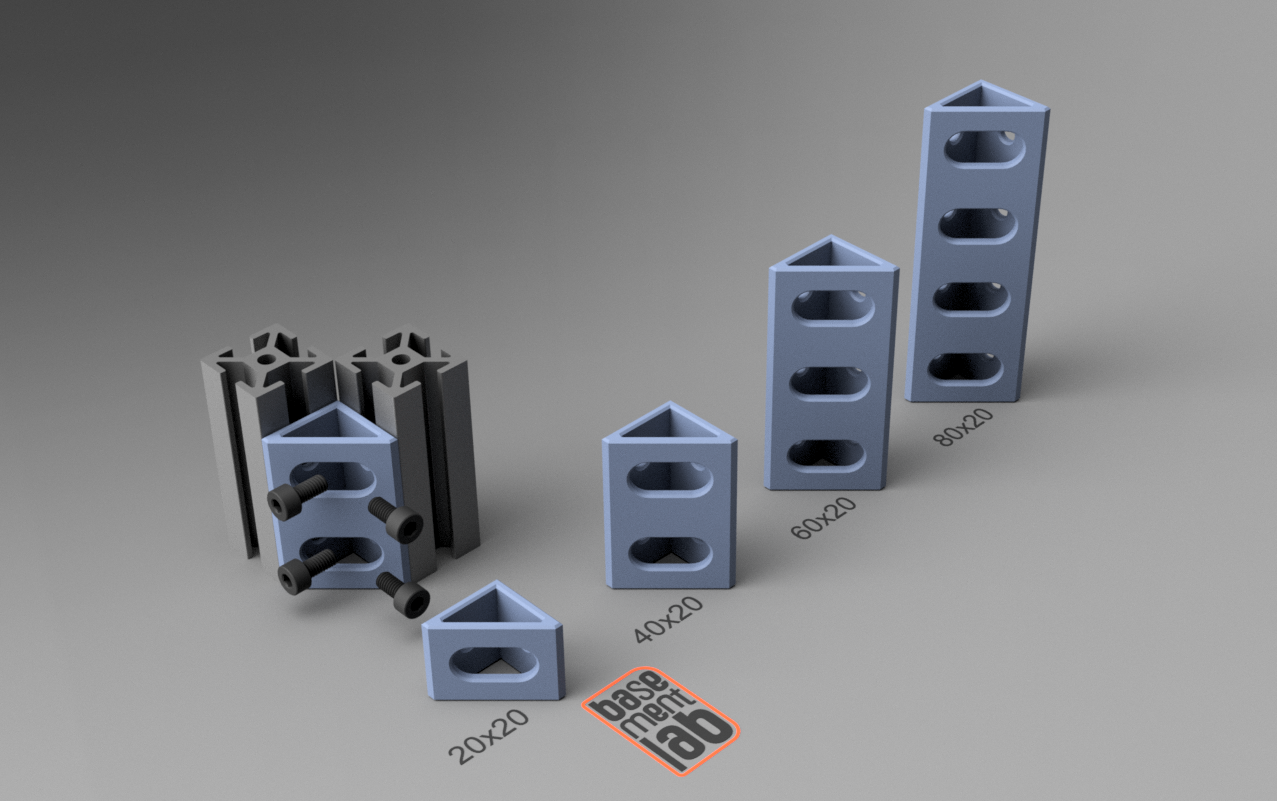 2020 Corner bracket (Angled Triangular Prism) 20x20 - 40x20 - 60x20 - 80x20mm