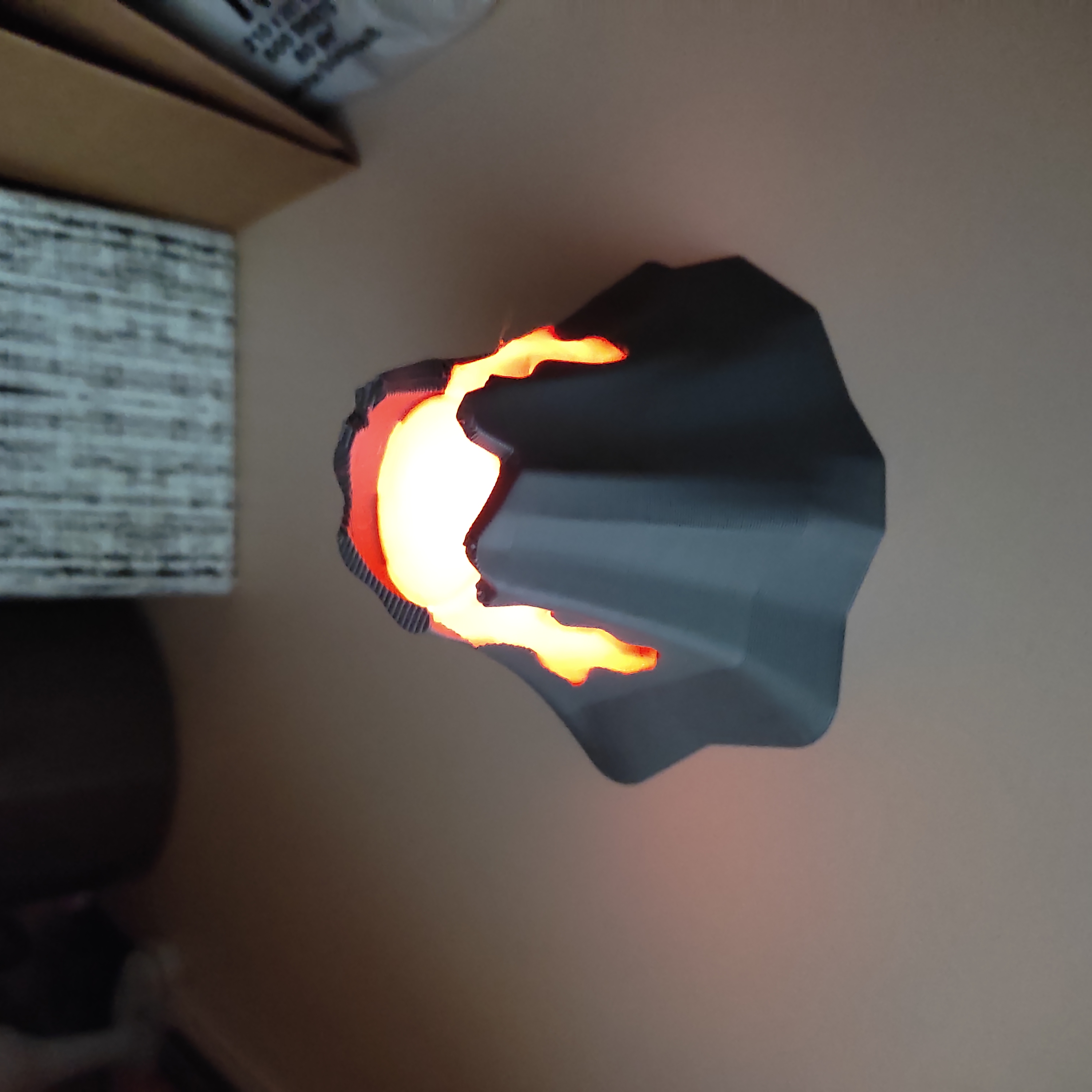 Erupting volcano with glowing lava