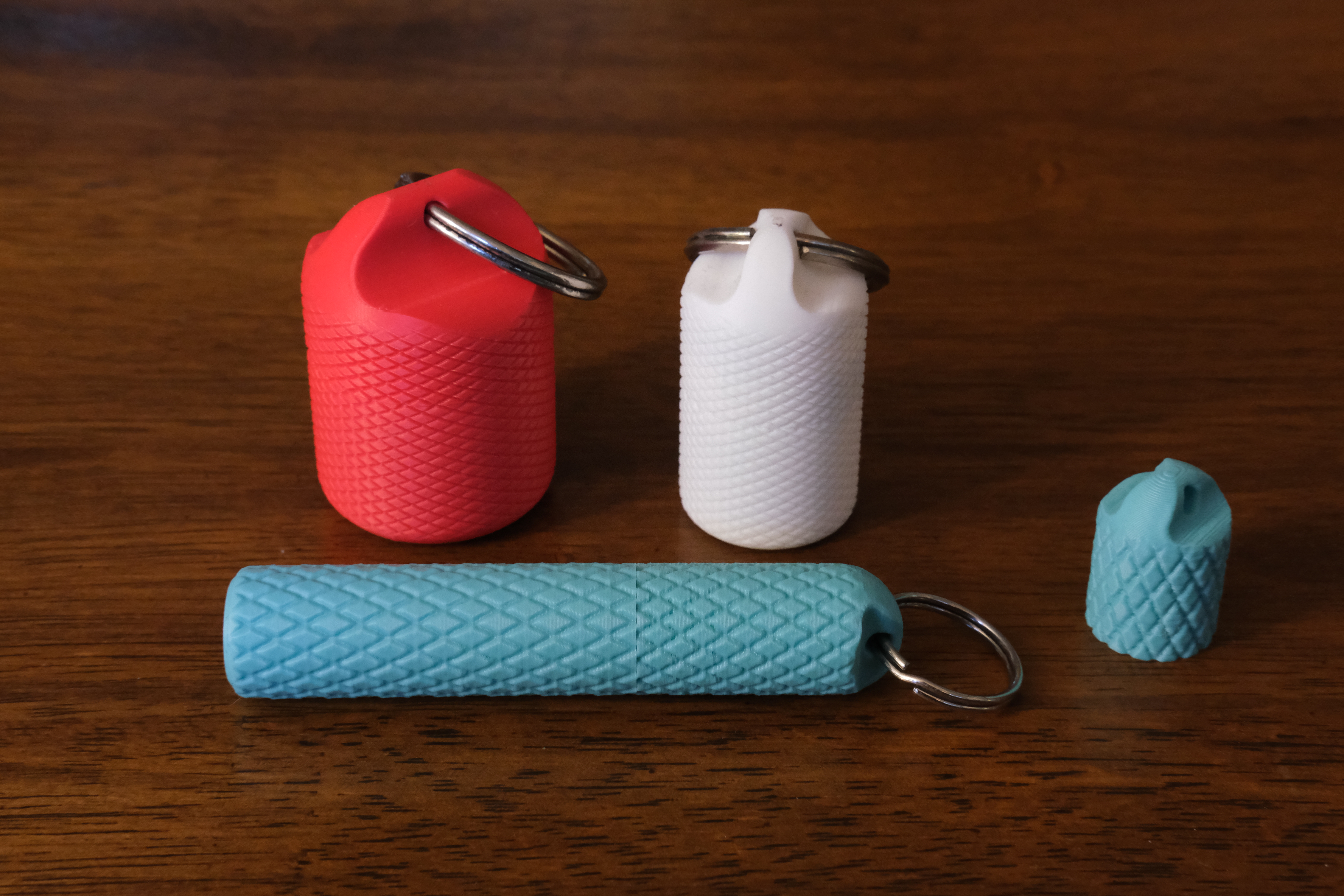 Small Knurled Containers for Keychains