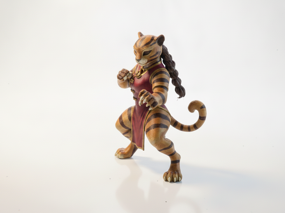 Leopard Lady Anthropomorphic Female Figurine 3D Printable