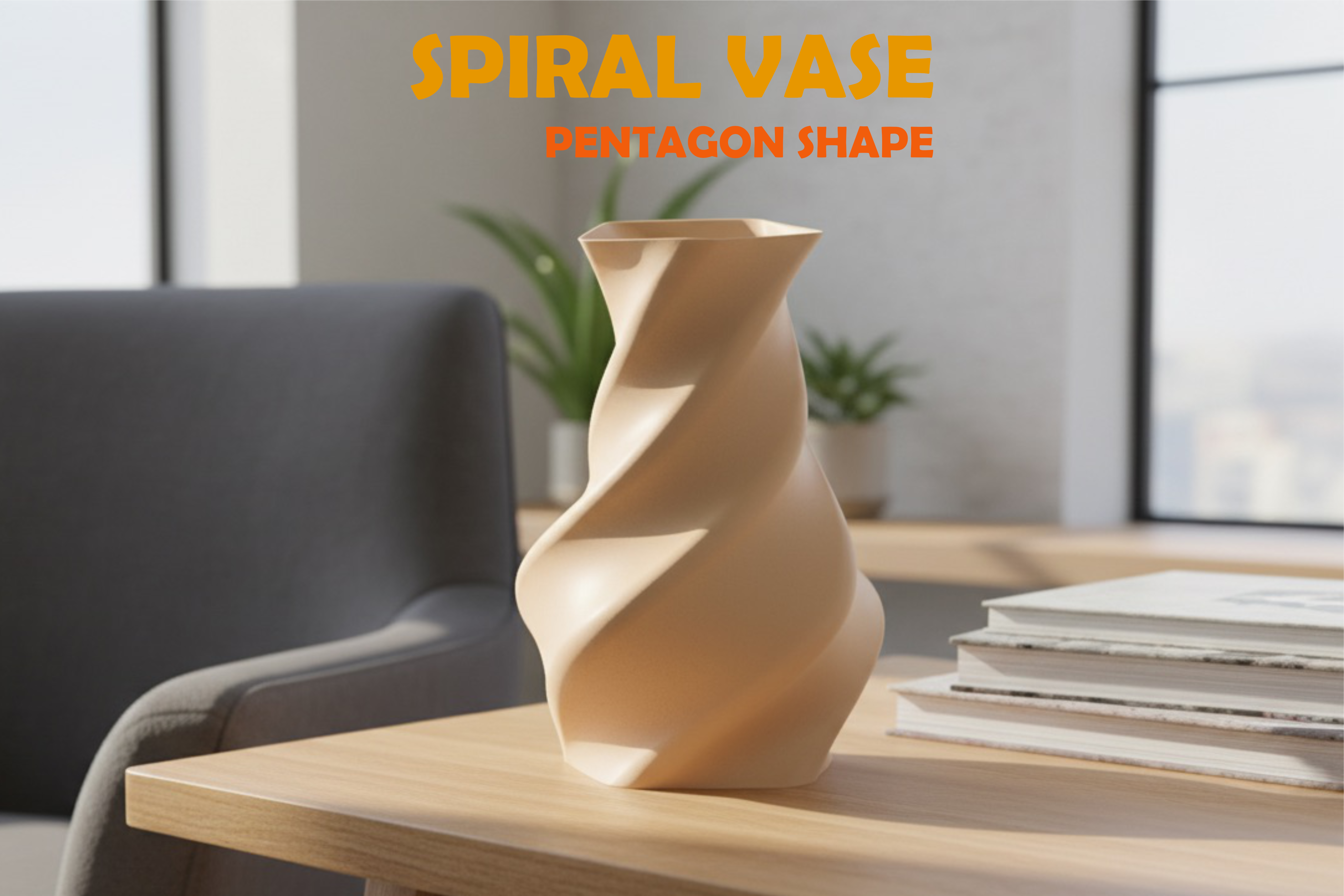 Spiral Vase – Pentagon Shape (Decorative 3D Printed Vase)