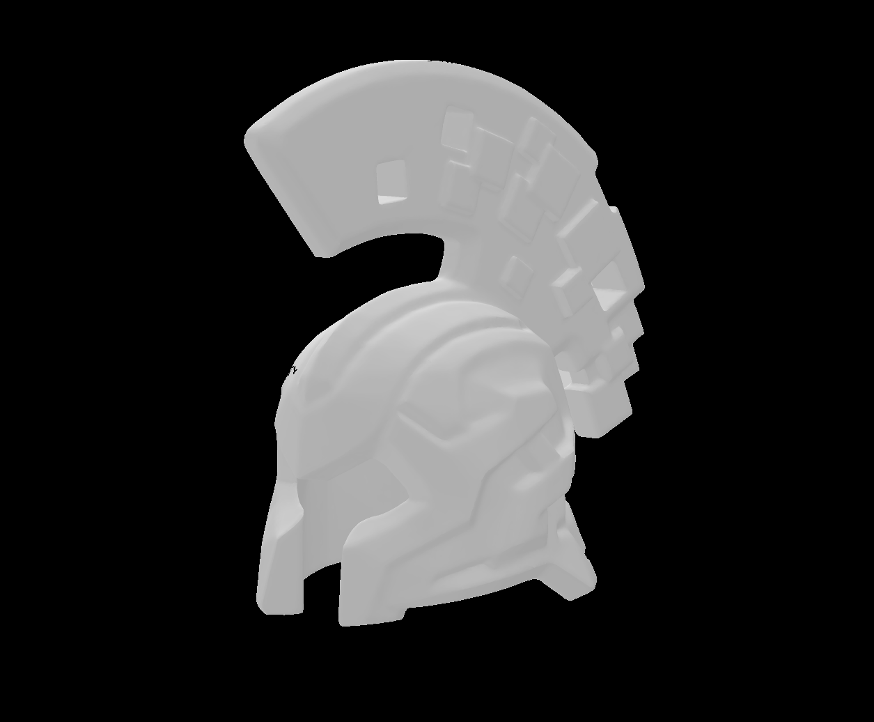 Lego Compatible (6889.dat) Minifig Headgear Helmet with Cheek Protection and Large Pixelated Crest with Frame Pattern