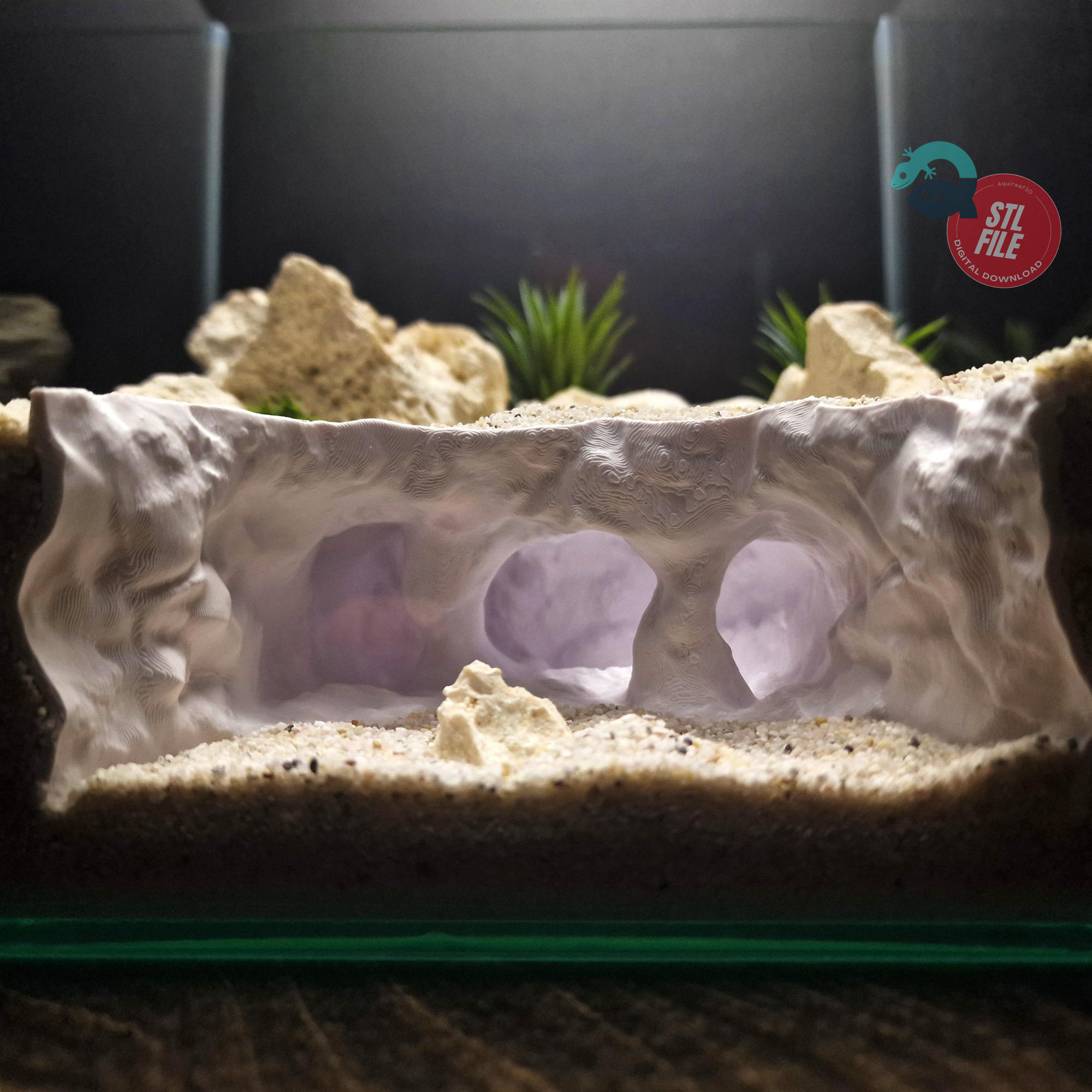 Aquarium Terrarium Cave Hide, Buried Underground Shelter, Bottom Dweller Refuge, Aquascape Decor Retreat