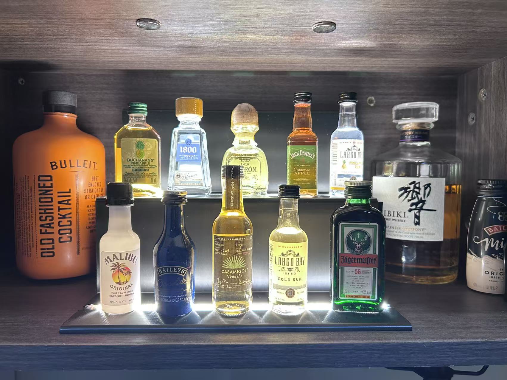 Two Tier 50ml liqueur sampler Display with 5mm LED groove embedded