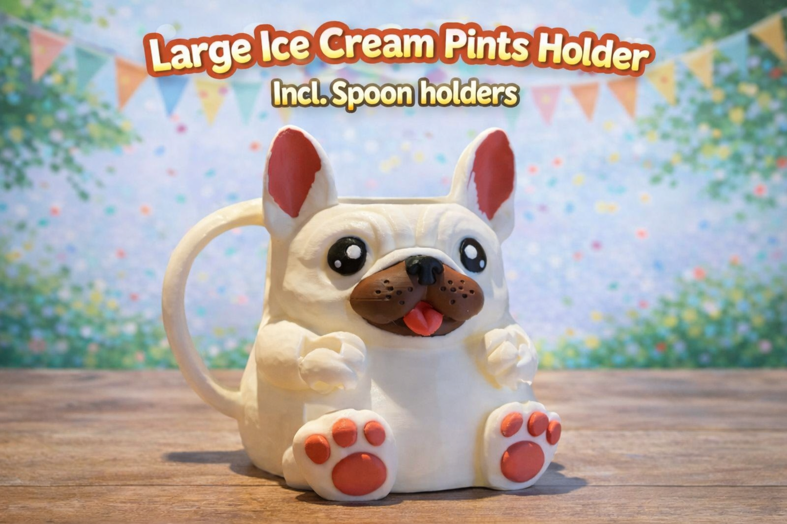 Cute French Bulldog Ice Cream Pints Holder