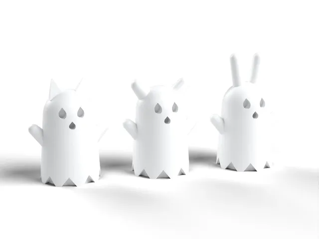 Ghost Pets - Three Cute Halloween Ghosts with Cat, Dog and Bunny Ears, No Supports (OpenSCAD)
