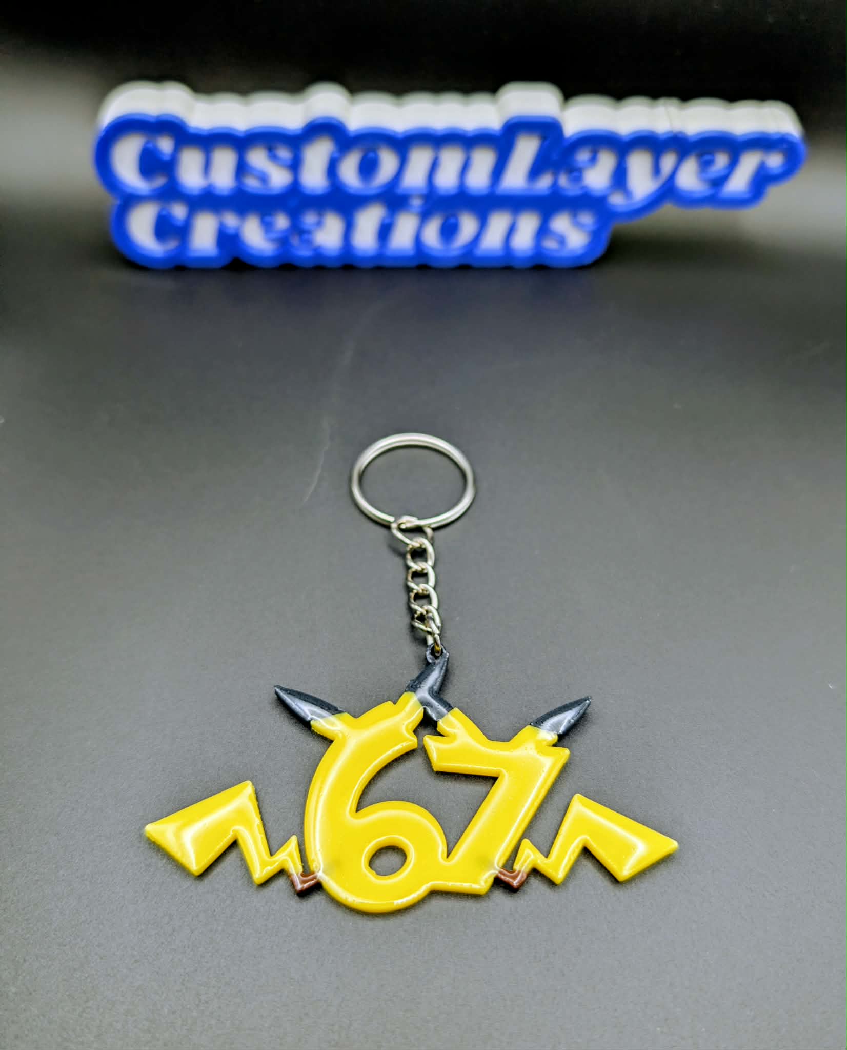 Pikachu Pokemon ‑Themed “6 7” Keychain – Easy Print