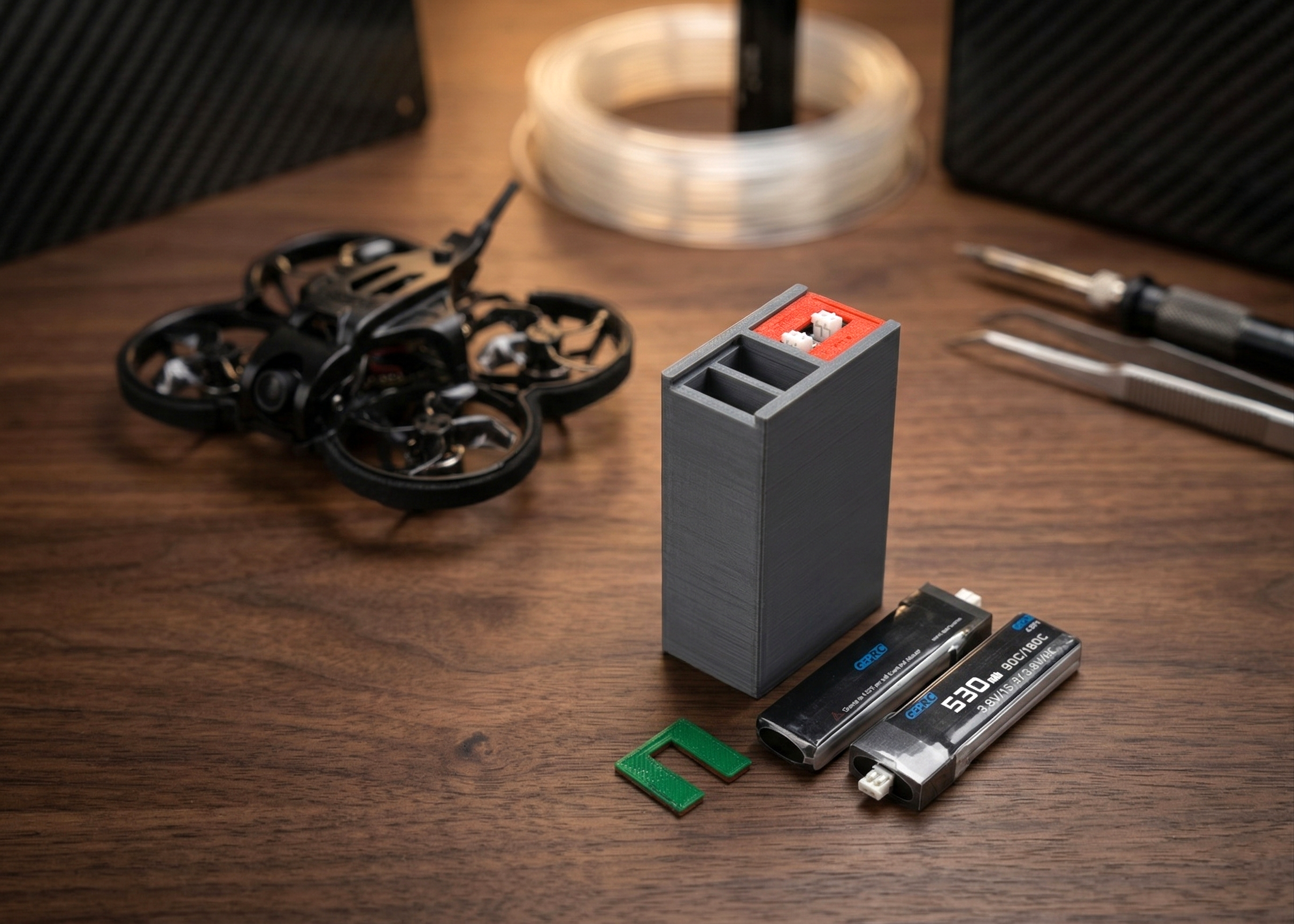TinyWhoop 1S Battery Case with Charge Status Lids 3D model