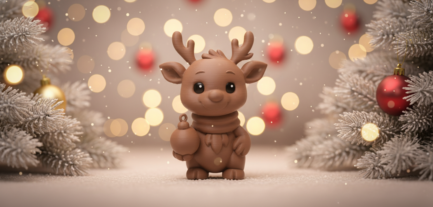 Reindeer with Scarf and Ornament Christmas Figure