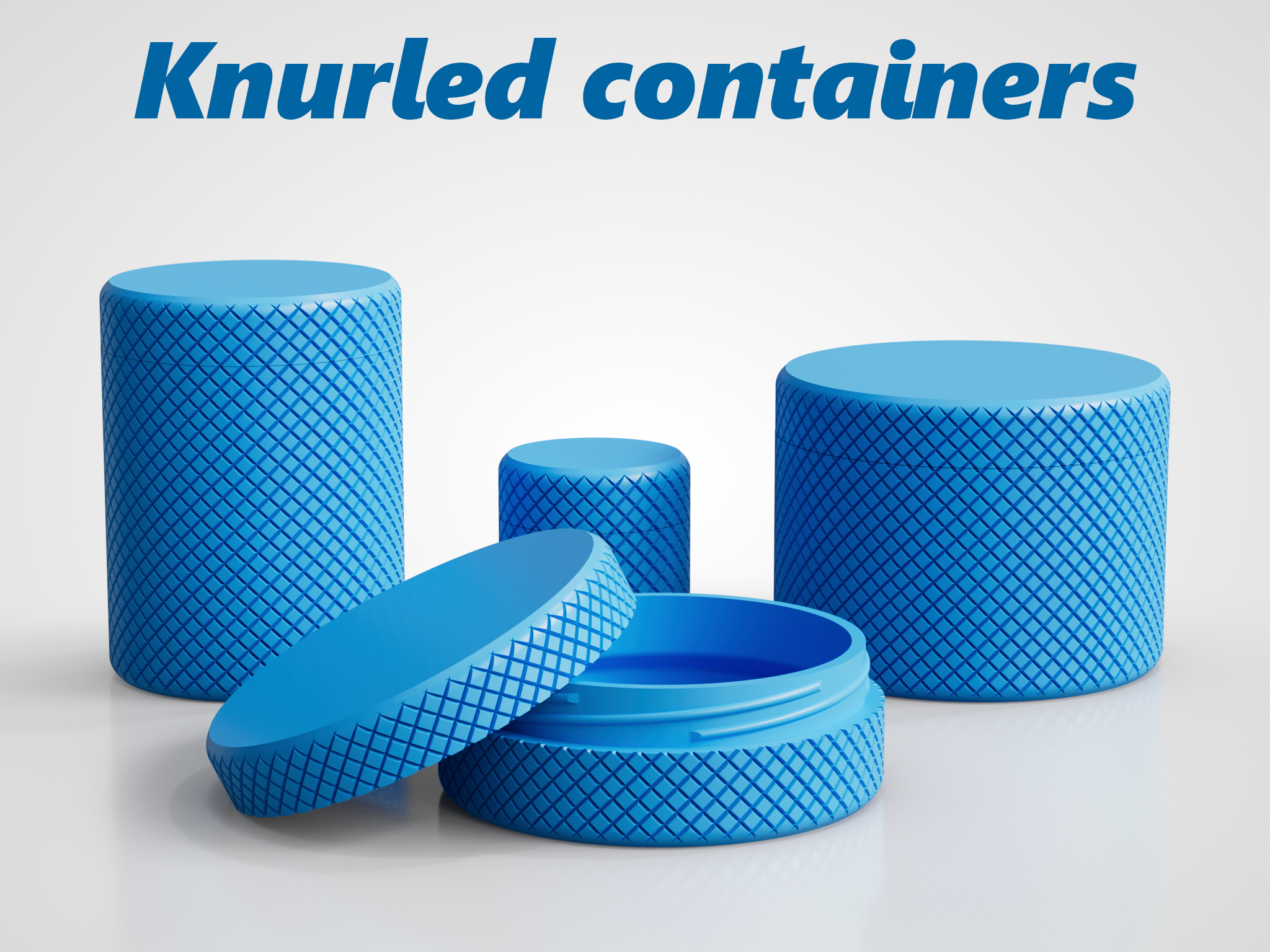 Knurled Containers 3D model thumbnail