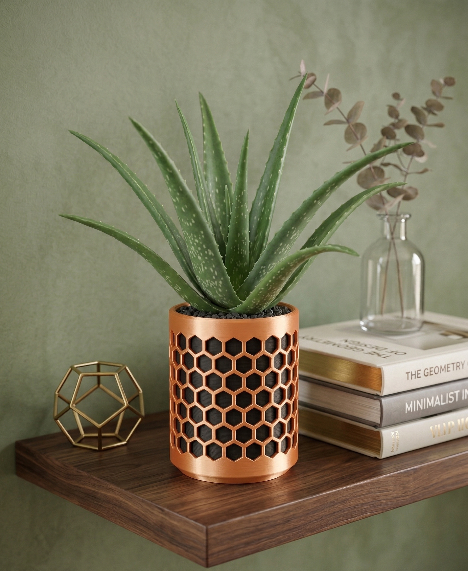 Elegant Honeycomb Pot Planter (No Supports) 3D model