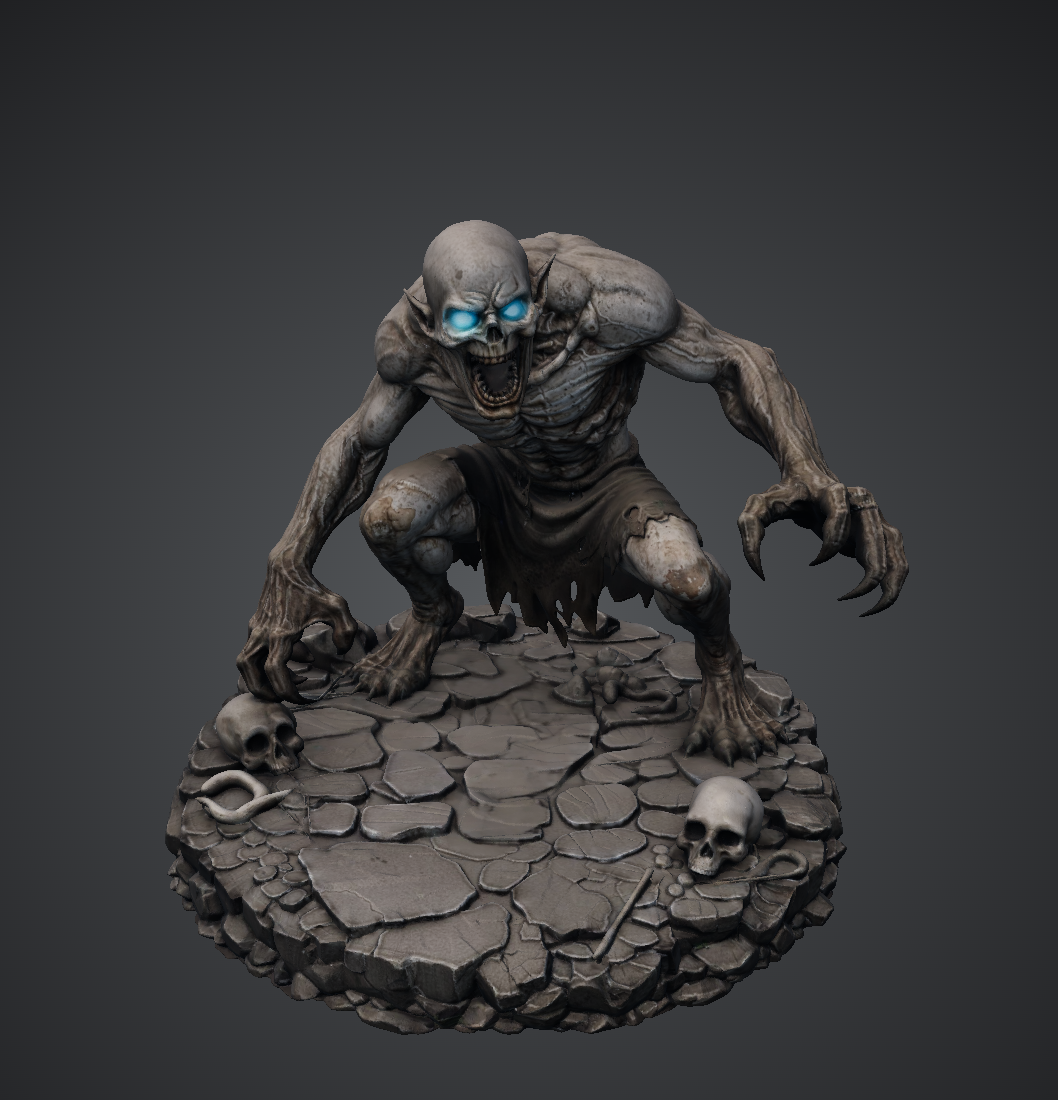 Vhorlath Realms – Undead – Cryptmaw Ghoul (Dark Fantasy 3D Printable Miniature STL)