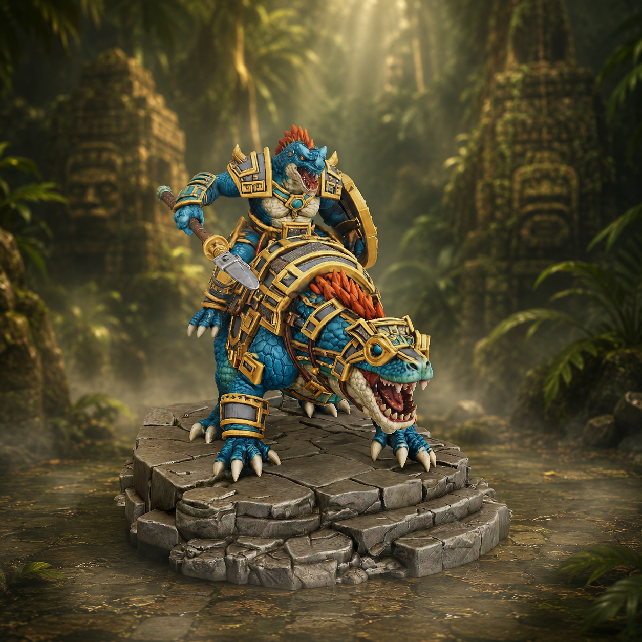 Vhorlath Realms – Reptilian – Sunscale Beast-Rider (Dark Fantasy 3D Printable Miniature STL)
