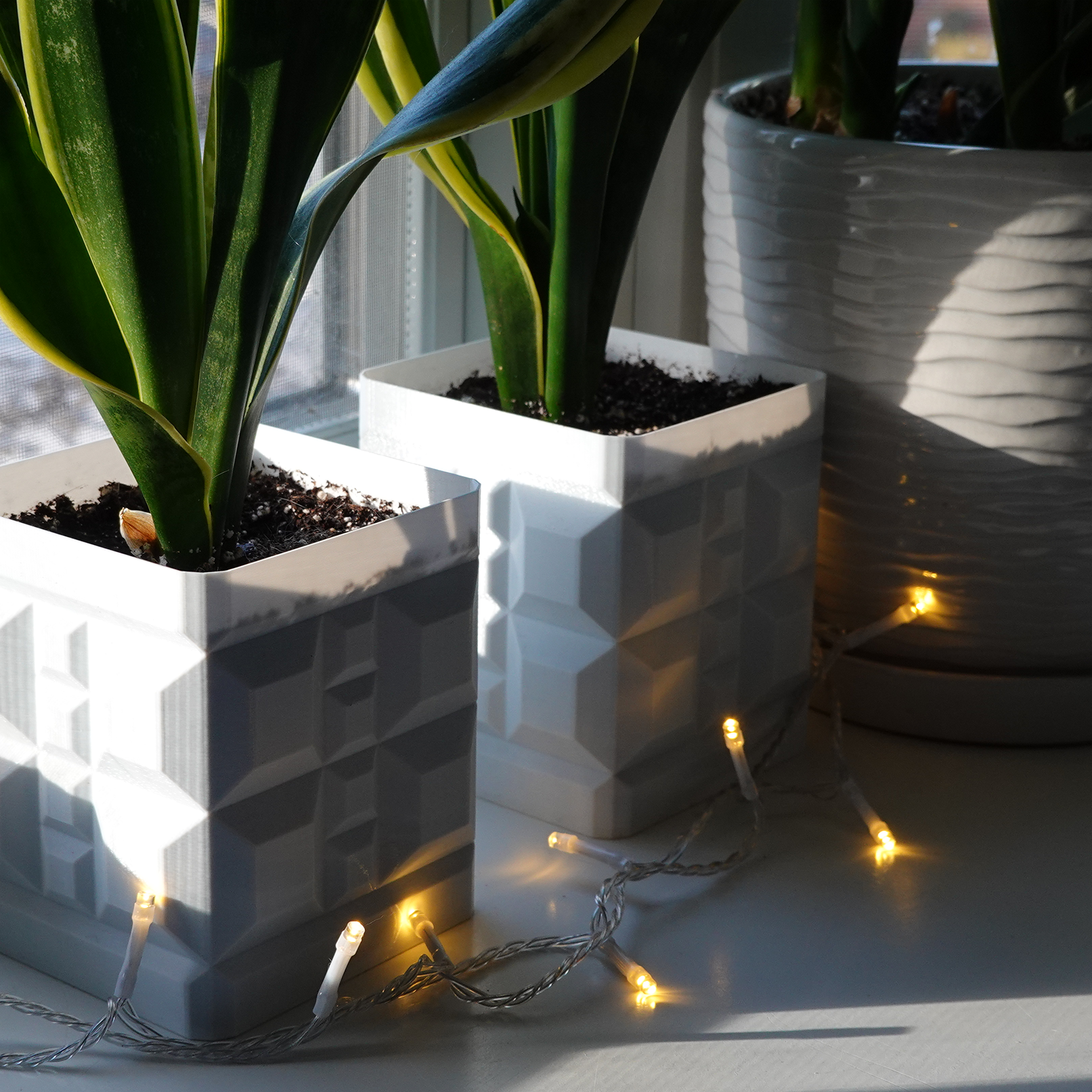 Polygonal Spiral Vase Planter Container