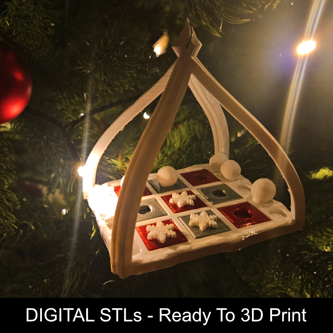 Playable Tic-Tac-Toe Christmas Ornament | Easy 3D Print - No Supports