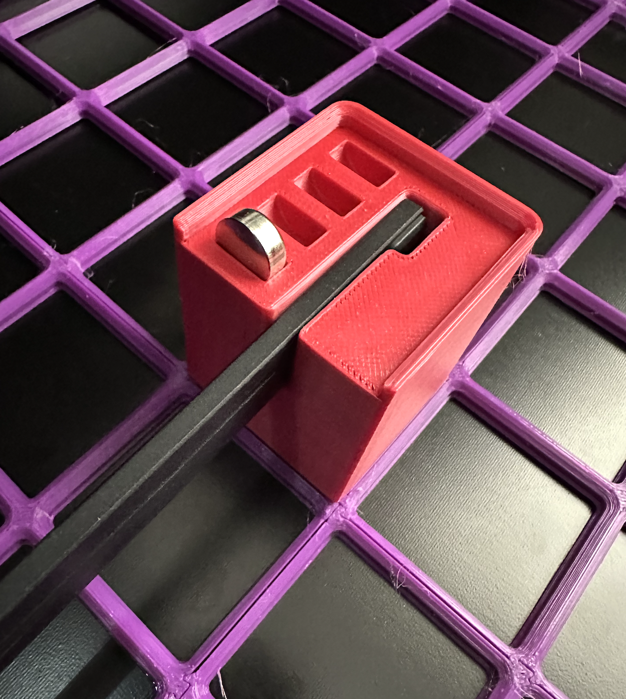 Gridfinity - Caliper Holder with 4 batteries holes
