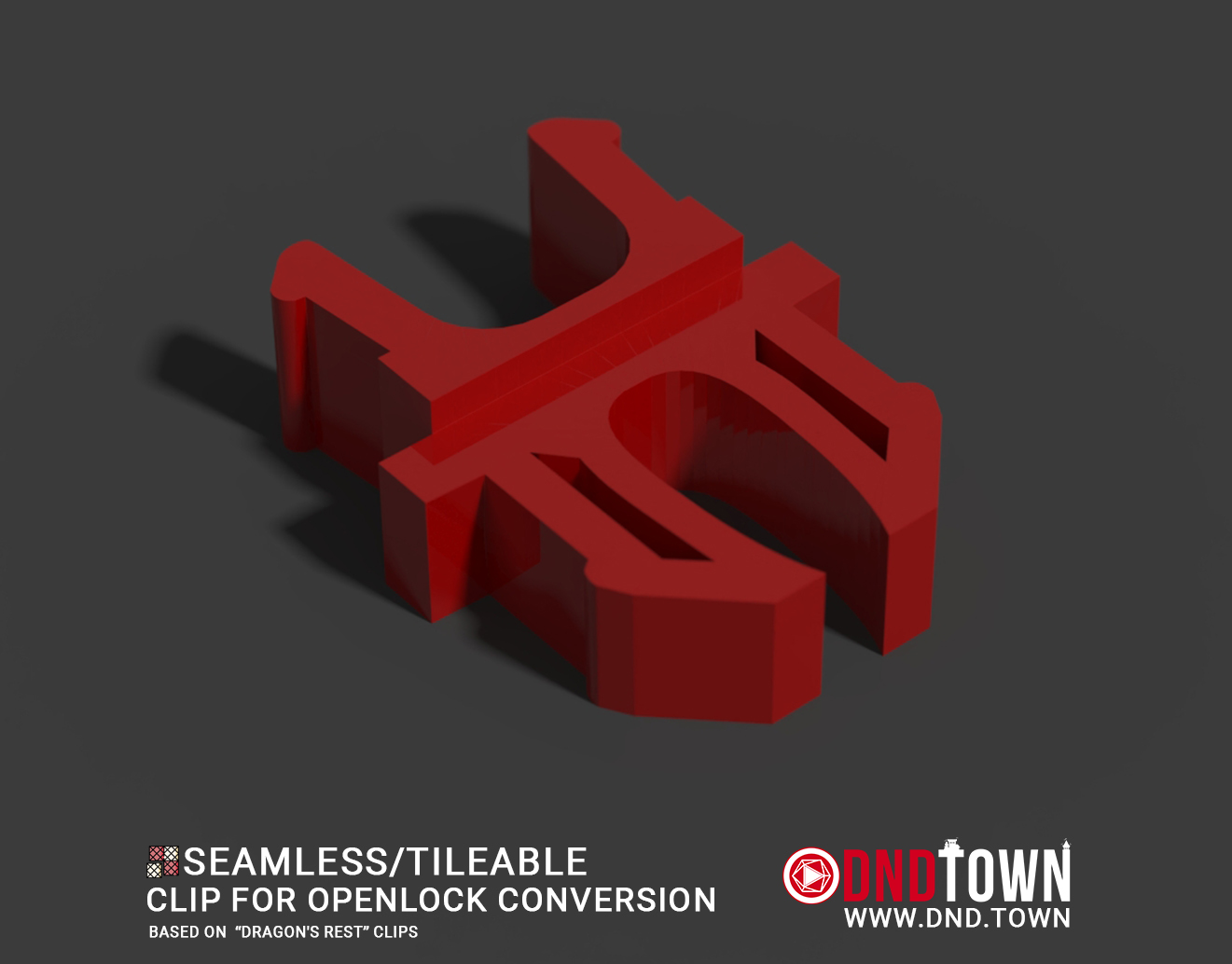 Clips for Bases (STANDARD to OPENLOCK) - 3D Modular Dungeon Tile - DnD Town Minis (www.dnd.town)
