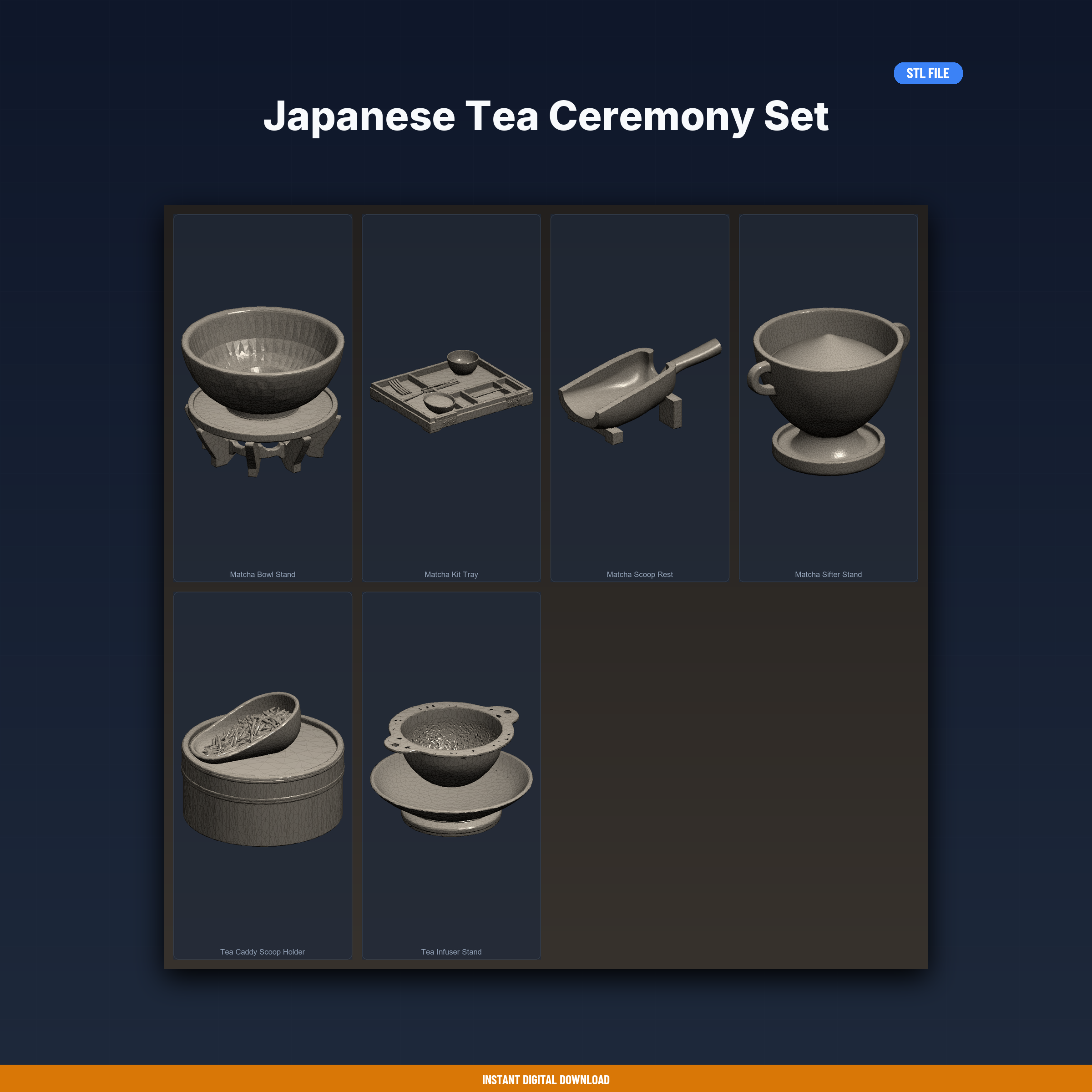 Japanese Tea Ceremony Set - 6-Model STL Bundle