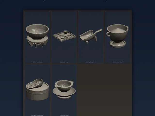 Japanese Tea Ceremony Set - 6-Model STL Bundle