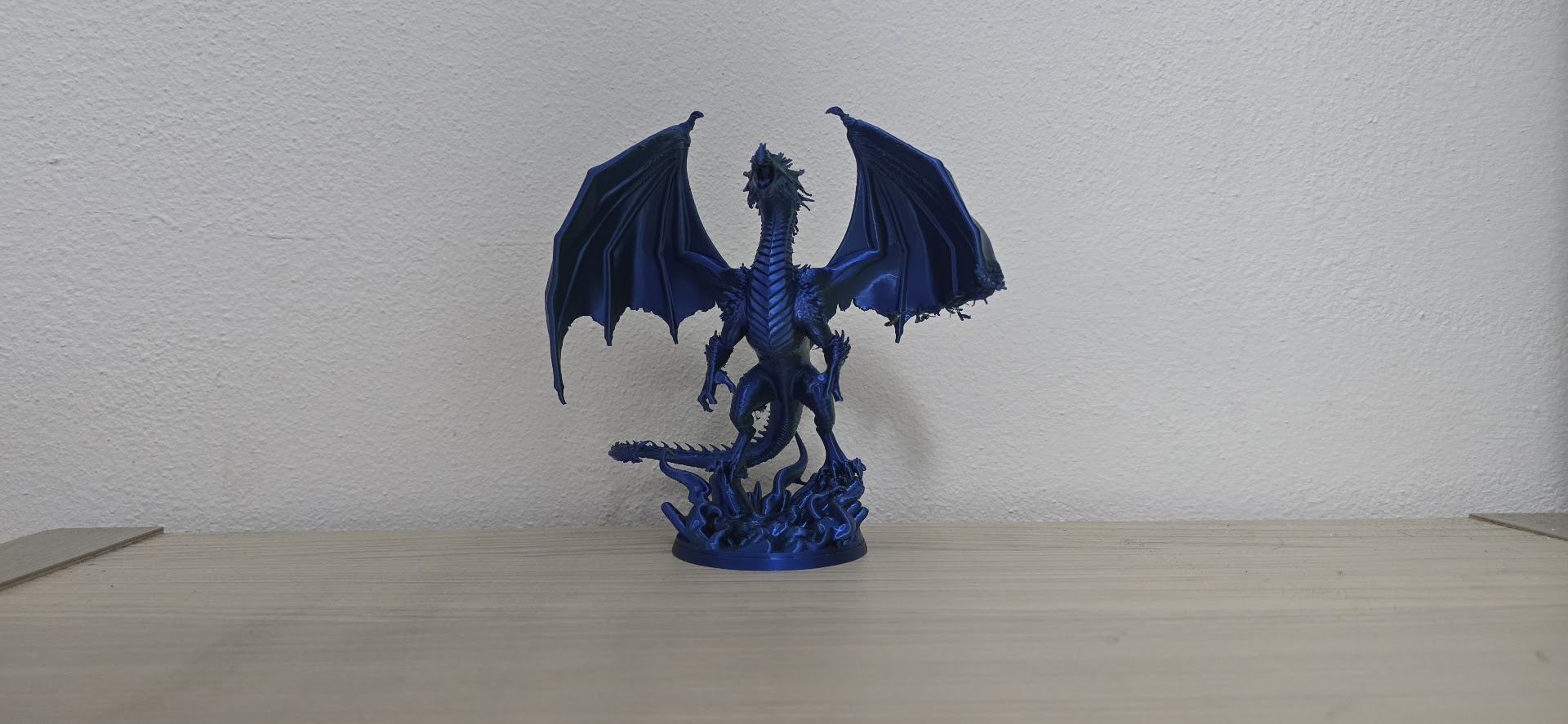 Blue Dragon Standing on Blue Flames Statue
