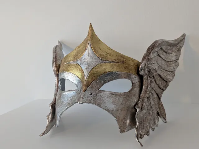 Valkyrie-inspired face mask for masquerade