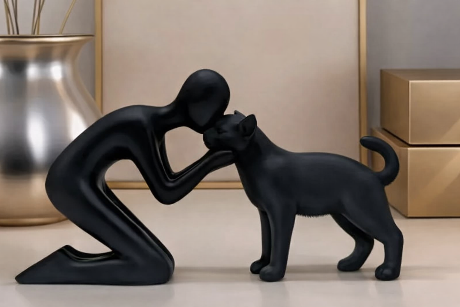 cat and human statue (NOT LIKE ON PICTURE)