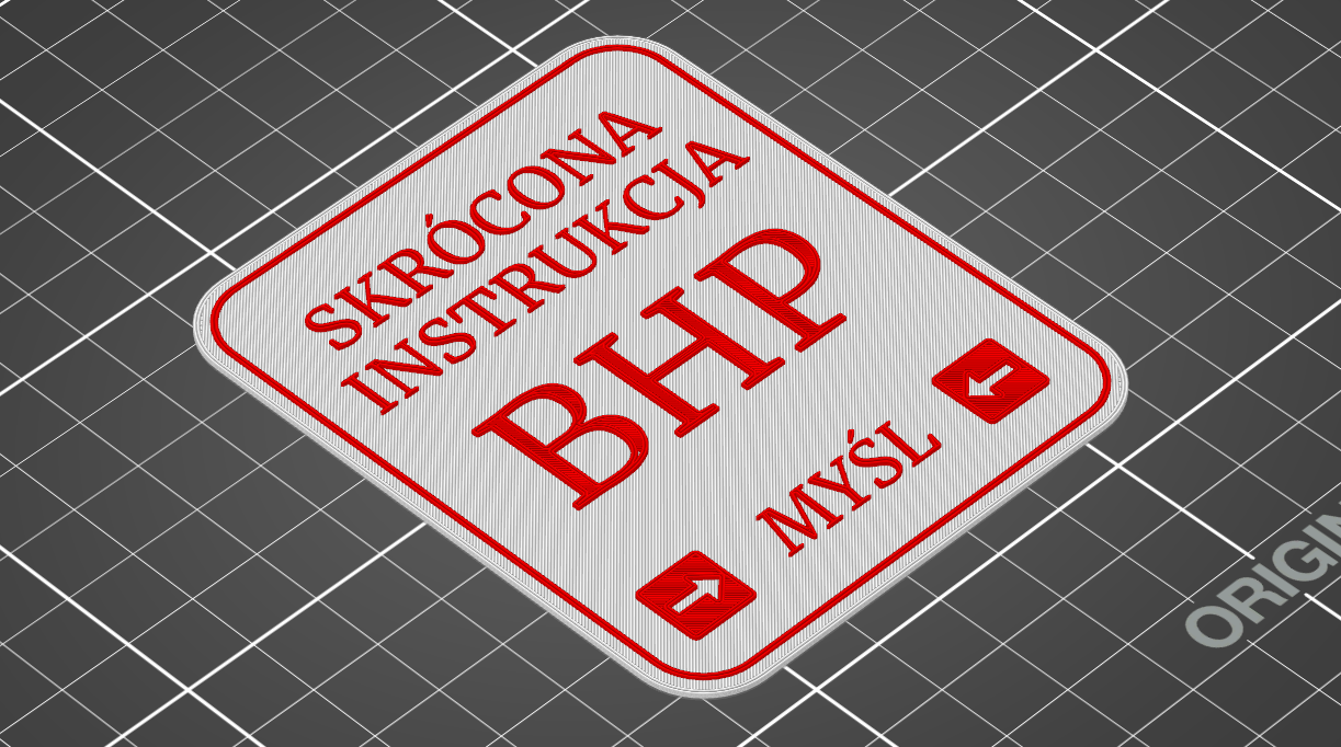 Skrócona Instrukcja BHP Myśl - Znak Plakietka Tabliczka