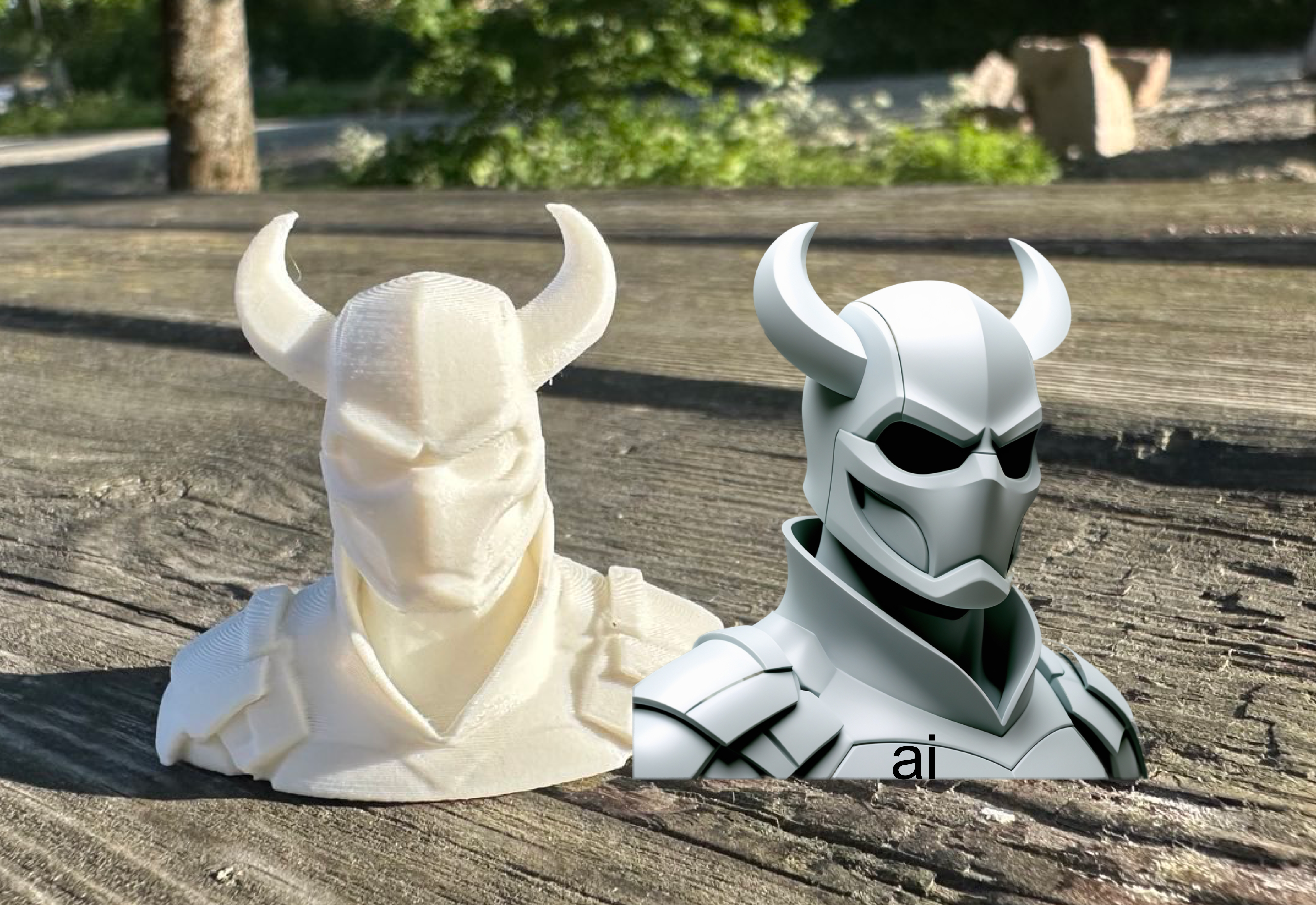 Masked Demon Bust Statue