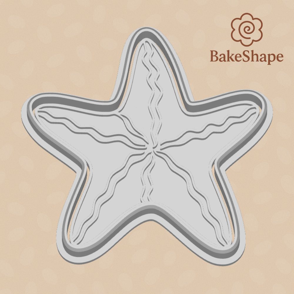 Premium Starfish Cookie Cutter & Embosser STL – 3 File Set Ocean Theme