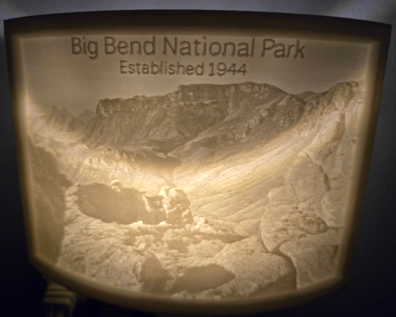 Big Bend National Park Nightlight Lithophane