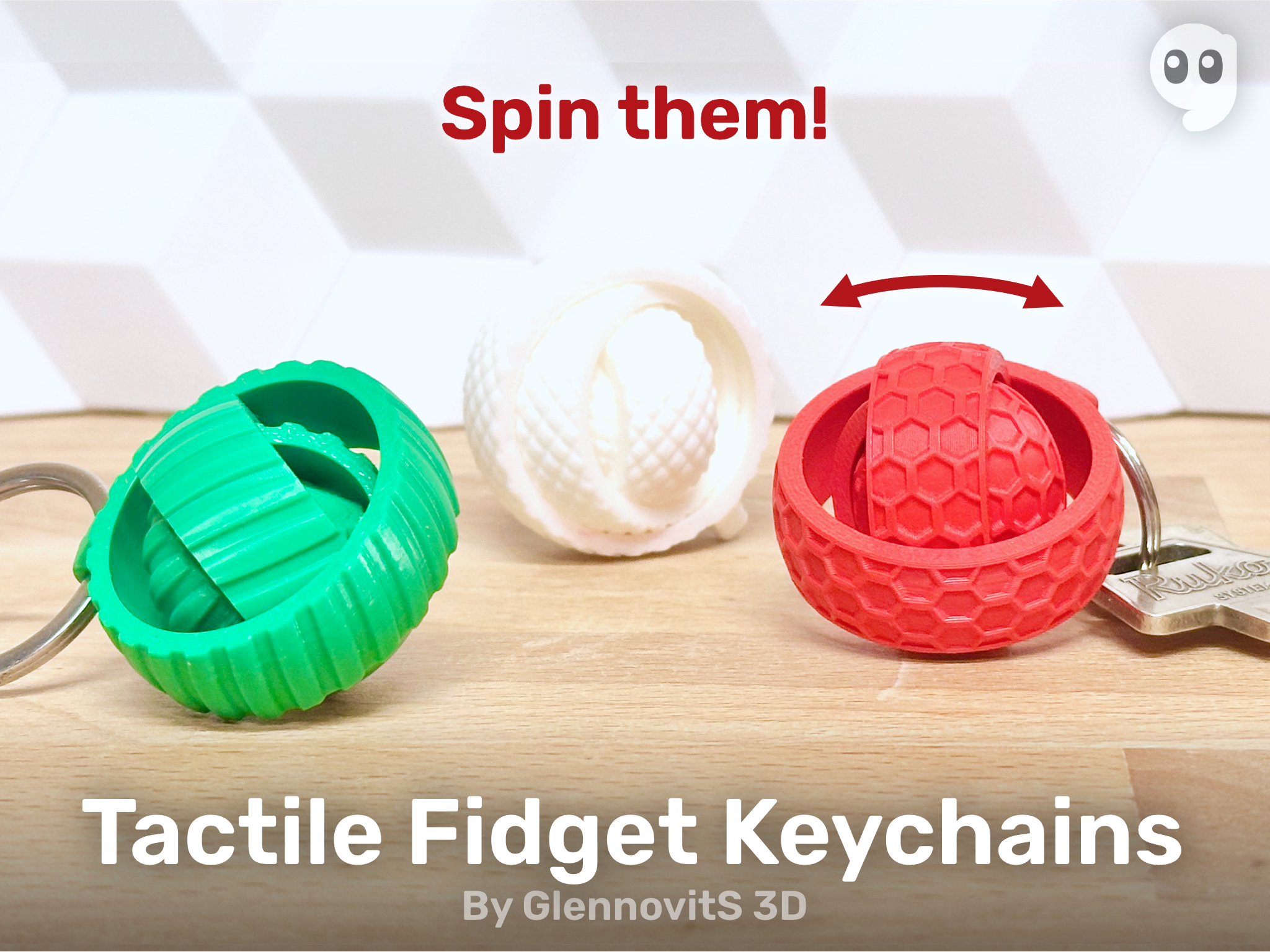 Tactile Fidget Keychain (spinning fun rings toy)