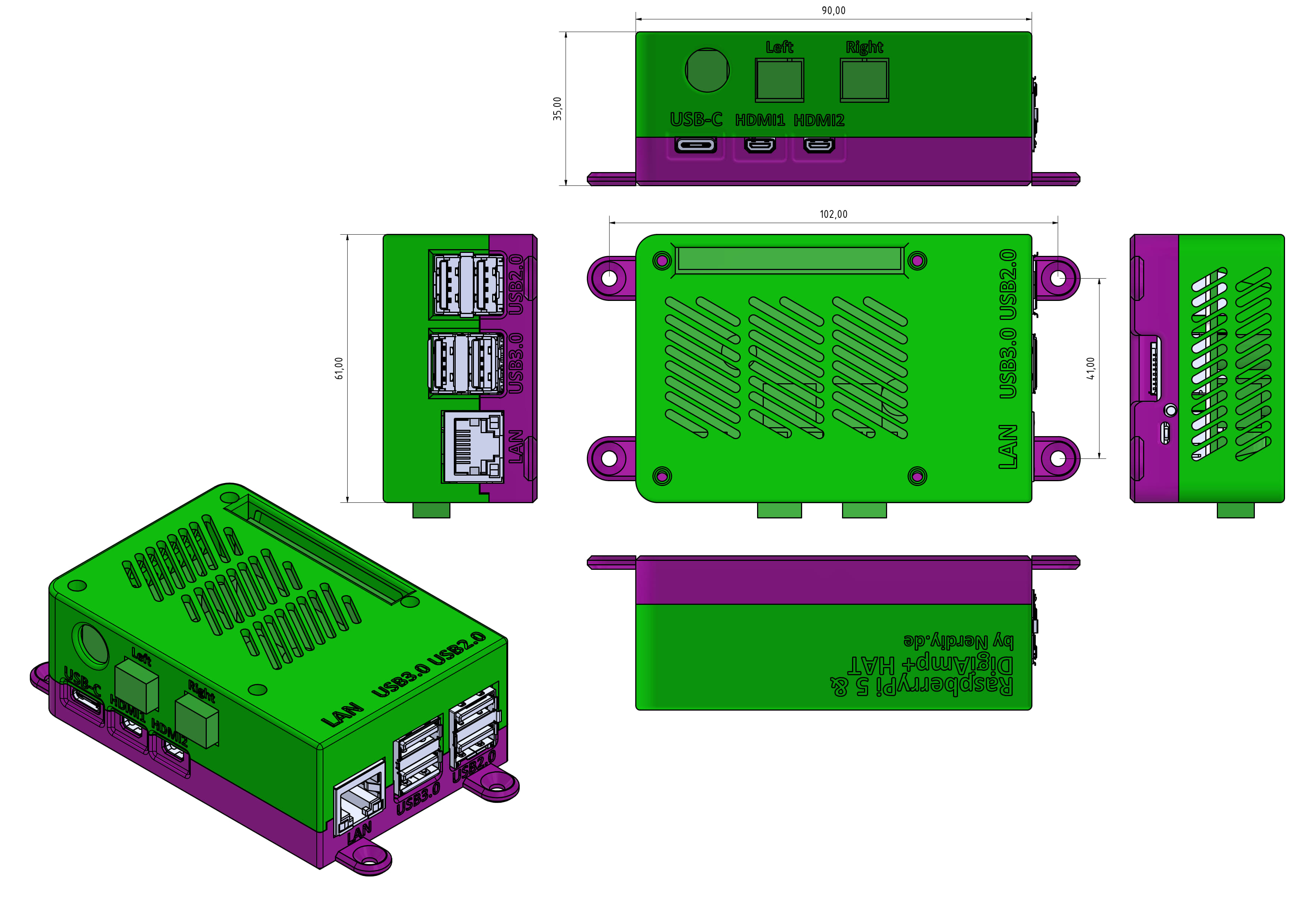 Raspberry Pi 5 & DigiAmp+ HAT Housing by Nerdiy.de — miniatura 4