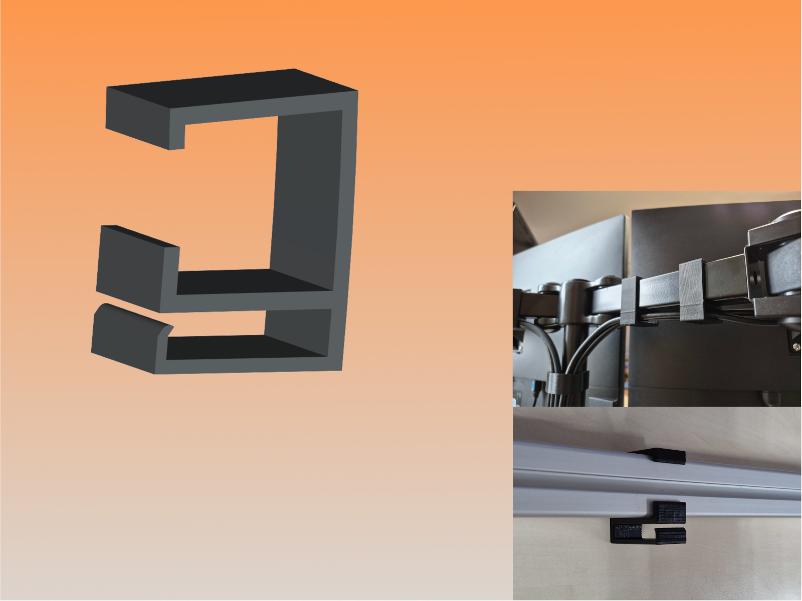 Cable Clip and Headset Holder for 30x30mm Profile