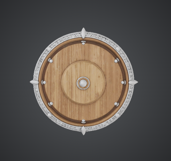Medieval Round Shield STL – Viking Style Wooden Shield with Metal Boss