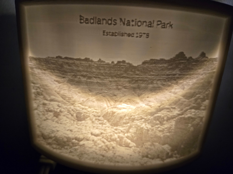 Badlands National Park Nightlight Lithophane
