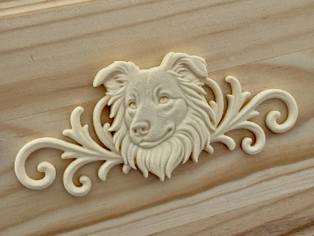 relief set dog border collie animal symbol model