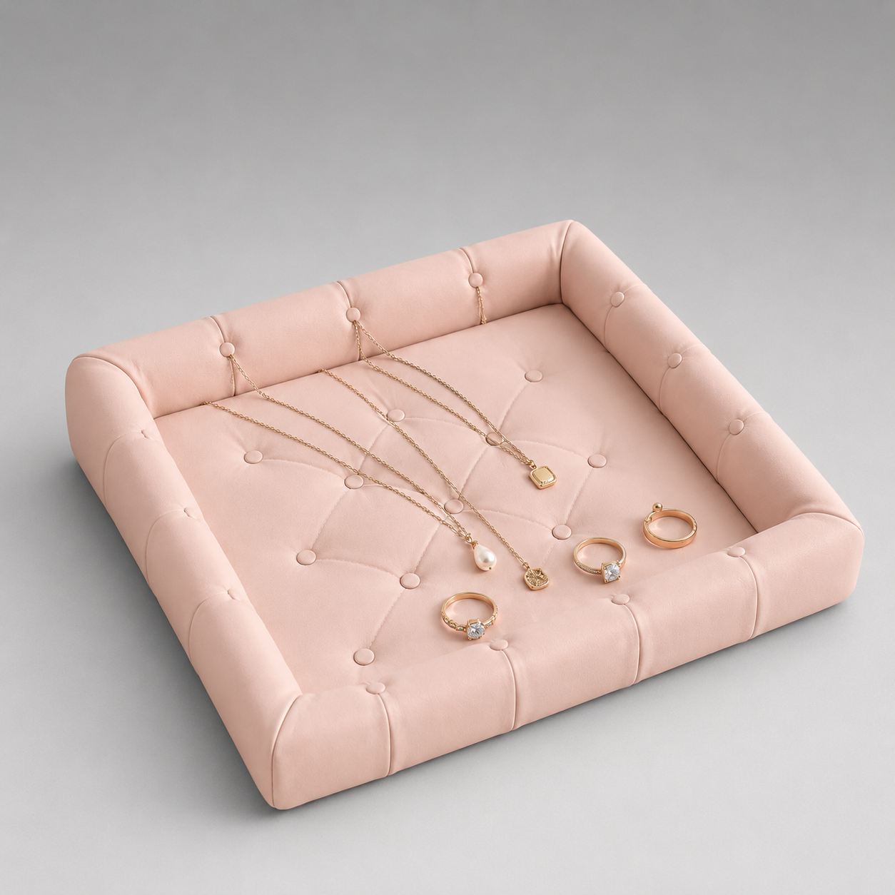 Tufted Pillow Jewelry Tray STL – Coquette Vanity Organizer, Ring Dish & Necklace Display