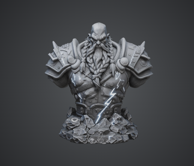 Storm Dwarf Warrior Bust – Lightning Forged Dwarven Champion