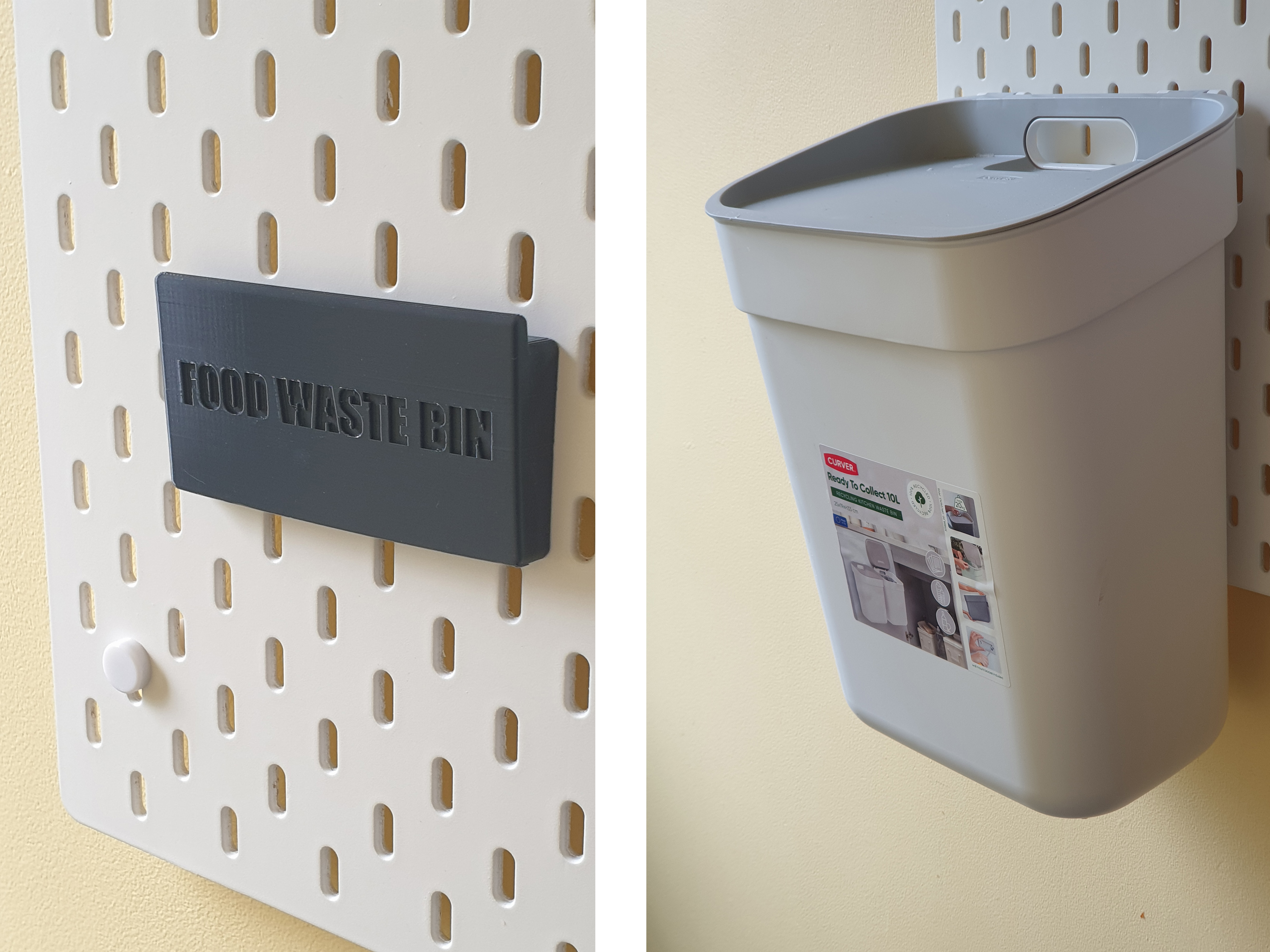 Curver "Ready to Collect" Bin Mount for Ikea Skadis Board [2 variants]