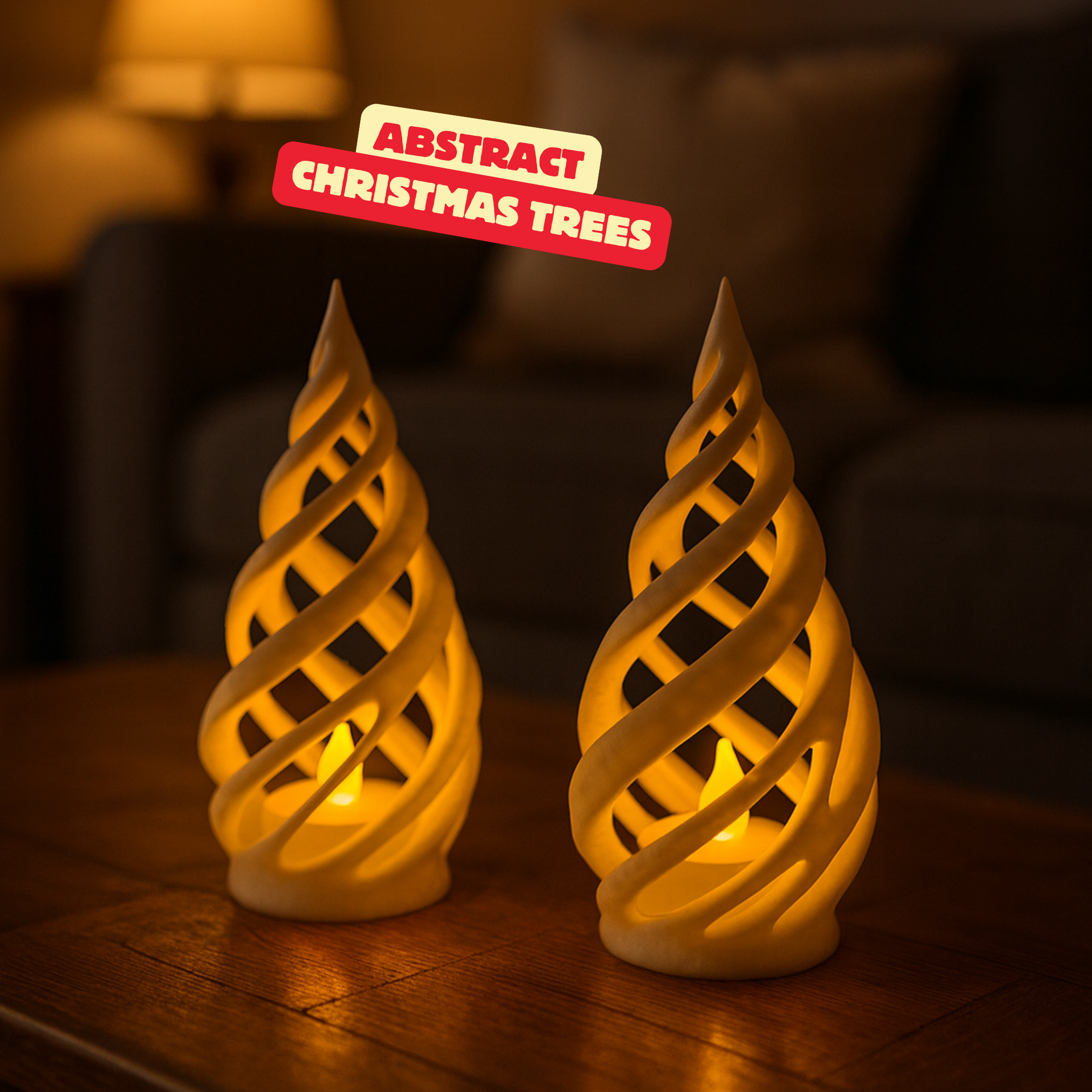 ABSTRACT SWIRL CHRISTMAS TREES / LED TEALIGHT TREE / CHRISTMAS DECOR / HOMEDECOR