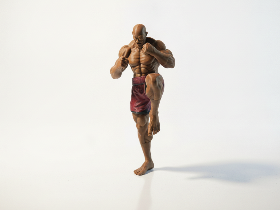 Ripped Fighter Figurine Male Action 3D Printable